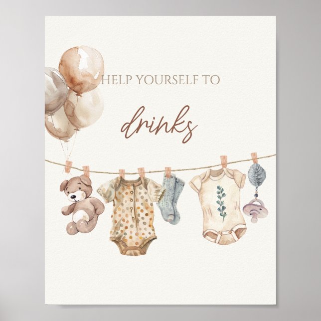Soft Boho Neutral Baby Kleidung Baby Duschtränke G Poster (Vorne)