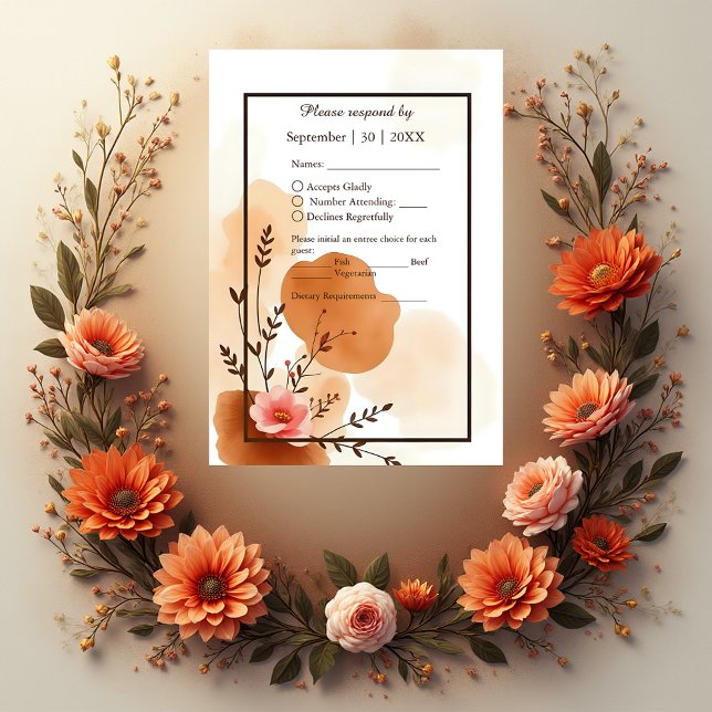 Soft Boho Wasserfarbrahmen RSVP Karte (Von Creator hochgeladen)