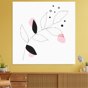 Soft Botanica – Minimalistische Blattlinienkunst m Leinwanddruck