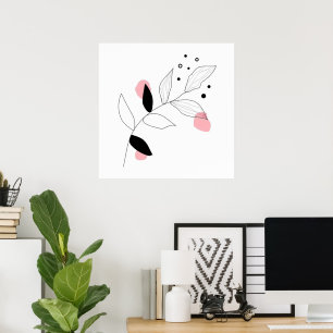 Soft Botanica - Minimalistische Leaf Line Kunst - Poster