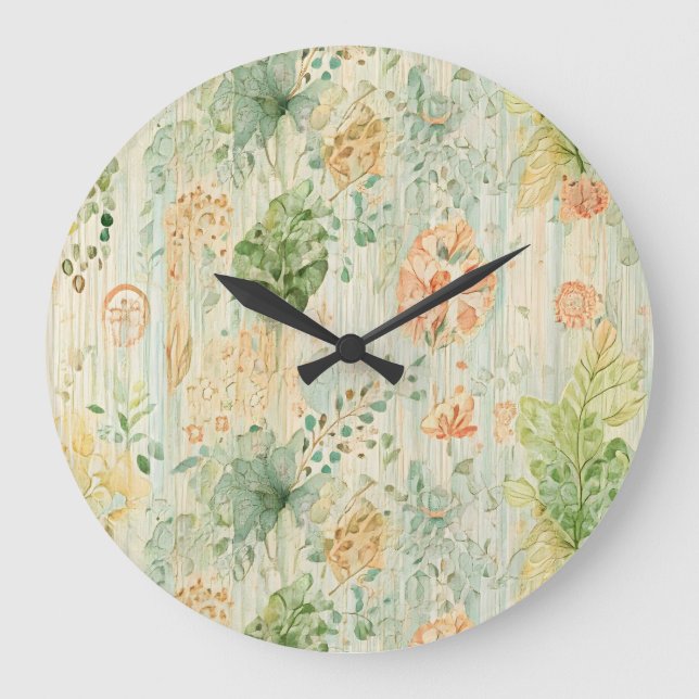 Soft Botanical Dream Große Wanduhr (Vorderseite)