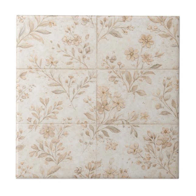 Soft Botanical Seamless Timeless Ceramic Tile Fliese (Vorderseite)