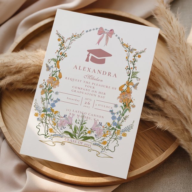 Soft Botanical Wreath Graduation Einladung (Von Creator hochgeladen)