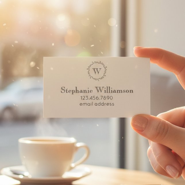 Soft Botanical Wreath Monogram – Chic Visitenkarte (Soft Botanical Wreath Monogram – Chic Business Card)