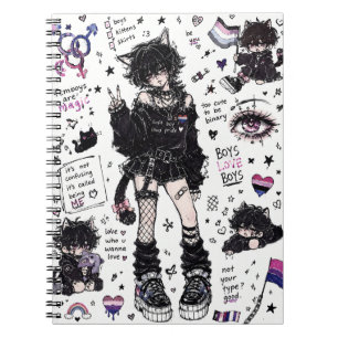 Soft Boy Lauter Stolz Süßer Femboy Doodle Ästhetik Notizblock