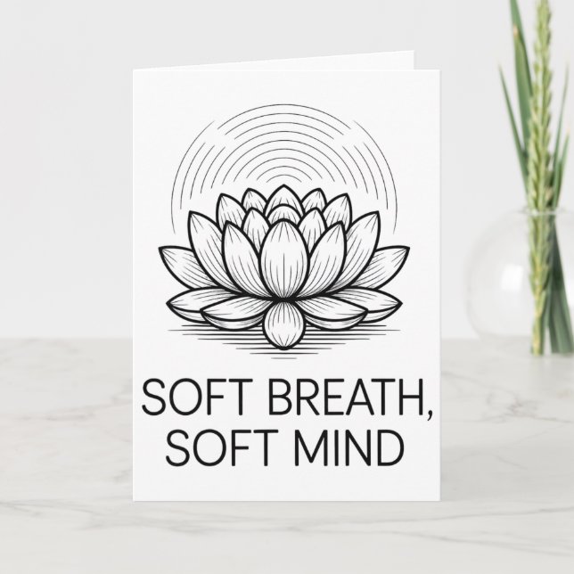 Soft Breath Soft Mind Dandelion Yoga Inspiration A Karte (Vorderseite)