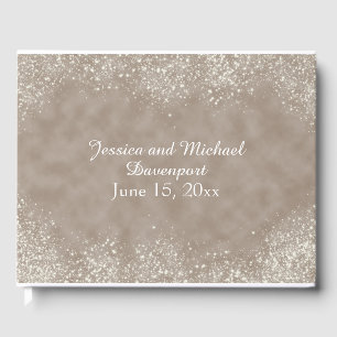 Soft Brown Stardust Wedding Gästebuch