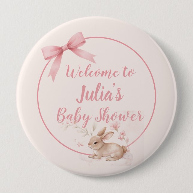 Soft Bunny Welcome Design with Pastel Ribbon  Button (Vorderseite)
