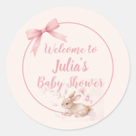 Soft Bunny Welcome Design with Pastel Ribbon Runder Aufkleber