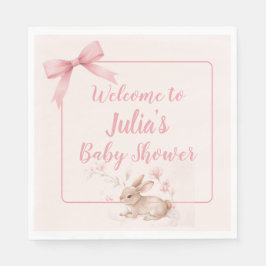 Soft Bunny Welcome Design with Pastel Ribbon Serviette