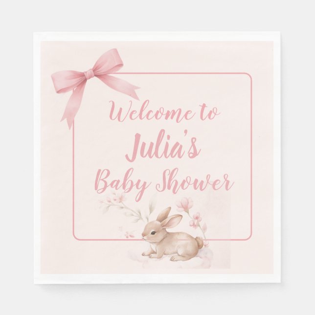 Soft Bunny Welcome Design with Pastel Ribbon  Serviette (Vorderseite)