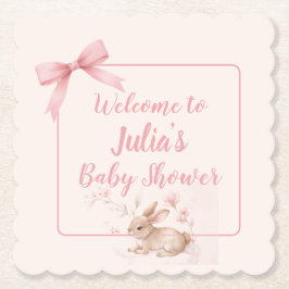 Soft Bunny Welcome Design with Pastel Ribbon Untersetzer