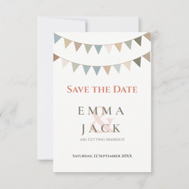 Soft bunting Hochzeit speichern Sie das Datum Save The Date (Vorderseite)