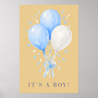 Soft Champagner Es ist ein Junge Blaue Luftballons Poster