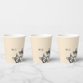 Soft Champagner - Vintage Whimsical Corgi Hochzeit Pappbecher