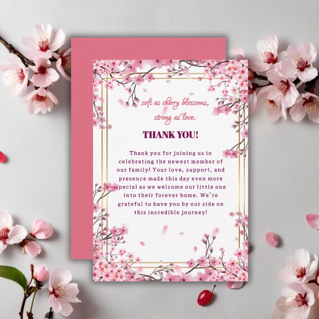 Soft Cherry Blossom Sakura Baby Dusche Dankeskarte (Von Creator hochgeladen)