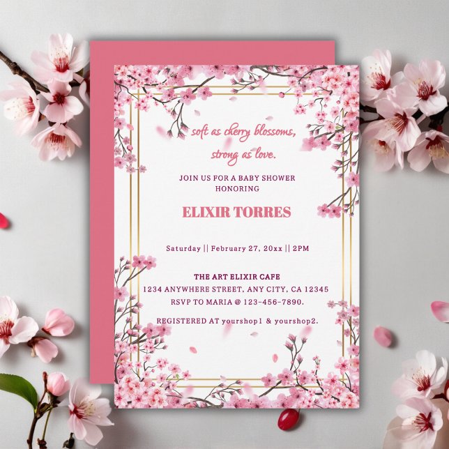 Soft Cherry Blossom Sakura Baby Dusche Einladung (Von Creator hochgeladen)