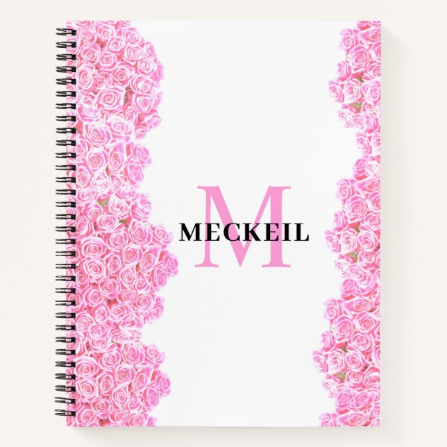 Soft Chic Blush Pink Peony Leafy Botanical Floral Notizbuch (Vorderseite)