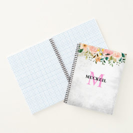 Soft Chic Blush Pink Peony Leafy Botanical Floral Notizbuch