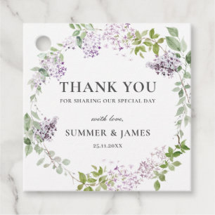 Soft Chic Lilac Lila Floral Wedding Vielen Dank Geschenkanhänger