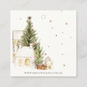 Soft Christmas Tree House Snow Earring Stud Holder Quadratische Visitenkarte