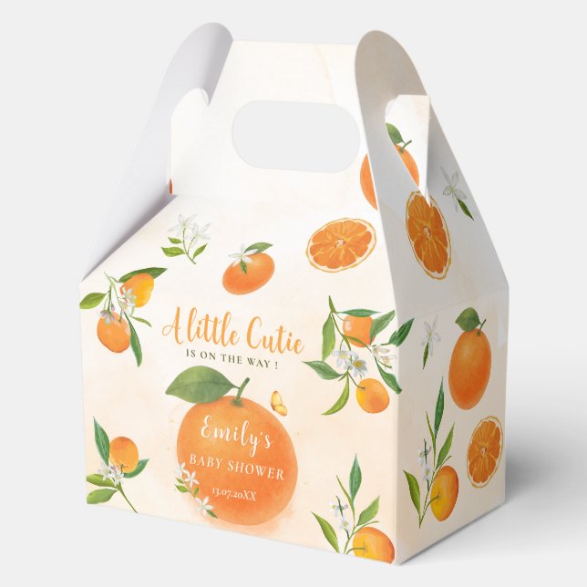 Soft Citrus Blossom Niedlich Orange Babydusche Geschenkschachtel (Vorderseite)