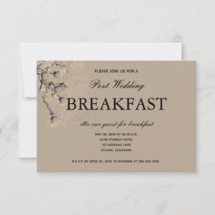 Soft Classy Taupe floral Post Hochzeit Frühstück RSVP Karte
