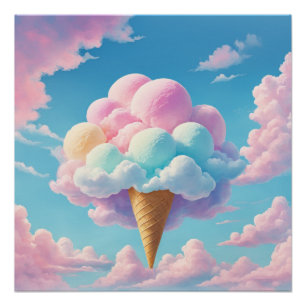 Soft Cloud Eis Kegel in pastellglänzendem Poster