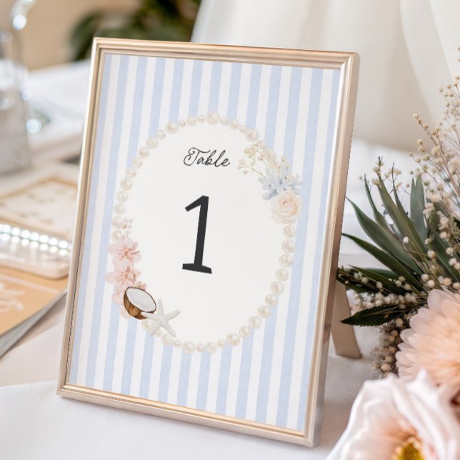 Soft Coastal Bridal Shower Table Number (Von Creator hochgeladen)