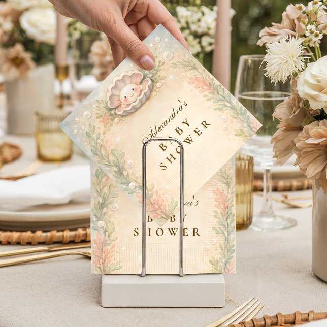 Soft Coastal Pearl Storybook Baby Shower Serviette (Von Creator hochgeladen)