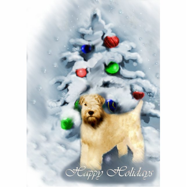 Soft Coat Wheaten Terrier Weihnachten Fotoskulptur Ornament (Vorne)