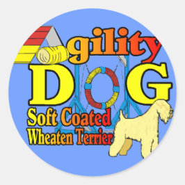 Soft_Coated_Wheaten_Terrier_Agility Runder Aufkleber