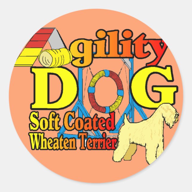 Soft_Coated_Wheaten_Terrier_Agility Runder Aufkleber (Vorderseite)
