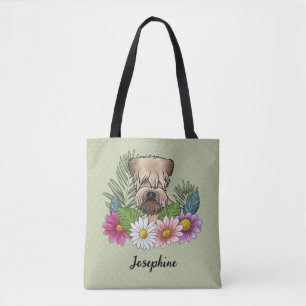 Soft-Coated Wheaten Terrier Bunte Blumen Grün