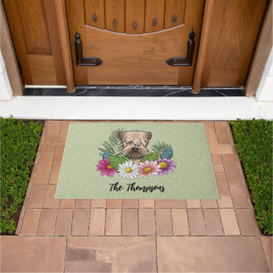 Soft-Coated Wheaten Terrier Bunte Blumen Grün Fußmatte