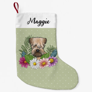 Soft-Coated Wheaten Terrier Bunte Blumen Grün Kleiner Weihnachtsstrumpf
