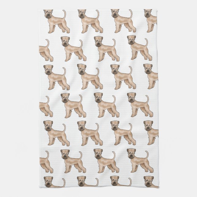Soft-Coated Wheaten Terrier Cartoon-Hund-Muster Geschirrtuch (Vertikal)