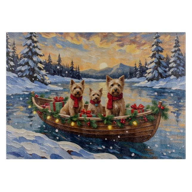 Soft Coated Wheaten Terrier Christmas Boat Holiday Schneidebrett (Vorderseite)