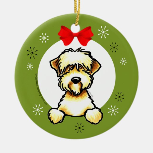 Soft Coated Wheaten Terrier Christmas Classic Keramikornament (Vorne)