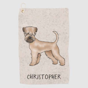 Soft-Coated Wheaten Terrier Hund auf Beige mit Nam Golfhandtuch