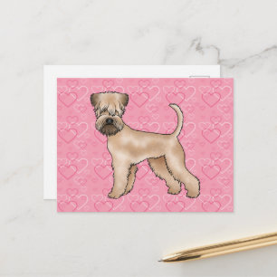 Soft-Coated Wheaten Terrier Hund Herz Muster Rosa Postkarte