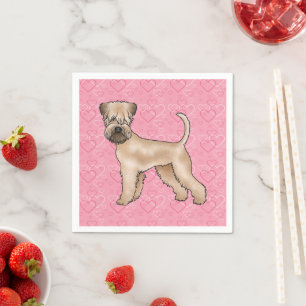 Soft-Coated Wheaten Terrier Hund Herz Muster Rosa Serviette