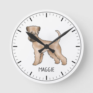 Soft-Coated Wheaten Terrier Hund mit individuellem Runde Wanduhr