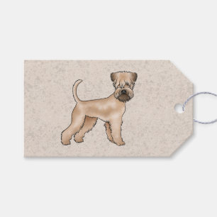 Soft-Coated Wheaten Terrier Hund Steht Auf Beige Geschenkanhänger