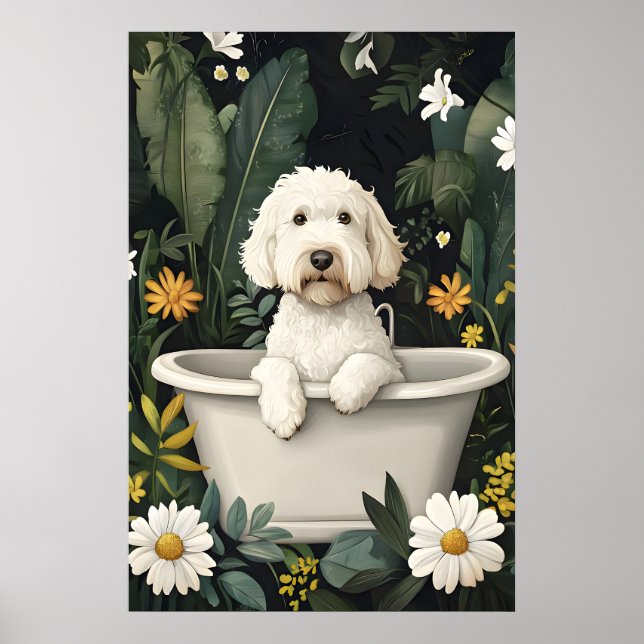 Soft Coated Wheaten Terrier In Bathtub Poster (Vorne)