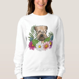 Soft-Coated Wheaten Terrier Kopf Bunte Blumen Sweatshirt