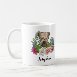Soft-Coated Wheaten Terrier mit Blumen und Namen Kaffeetasse