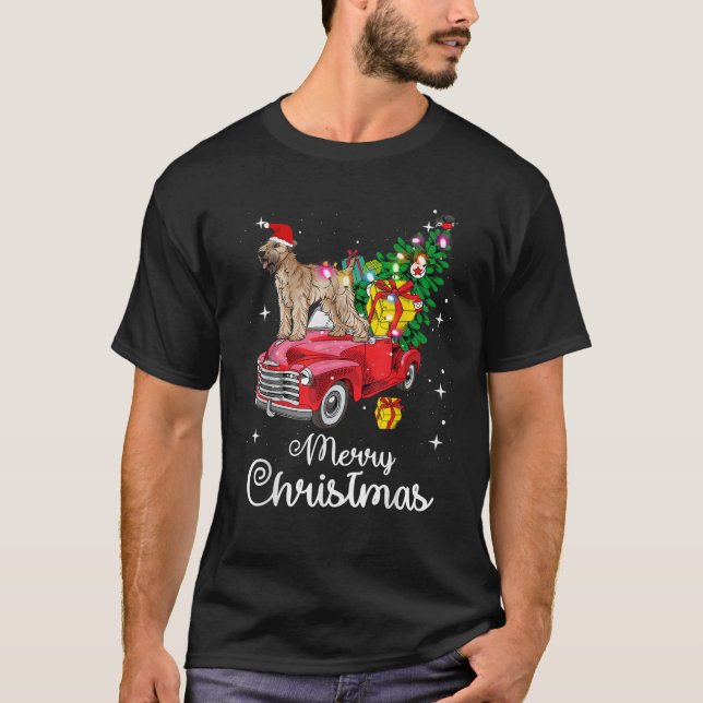 Soft Coated Wheaten Terrier Ride Red Truck Christm T-Shirt (Vorderseite)