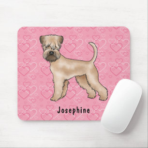 Soft-Coated Wheaten Terrier Rosa Herzen Und Name Mousepad