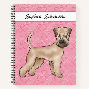 Soft-Coated Wheaten Terrier Rosa Herzen und Text Notizbuch